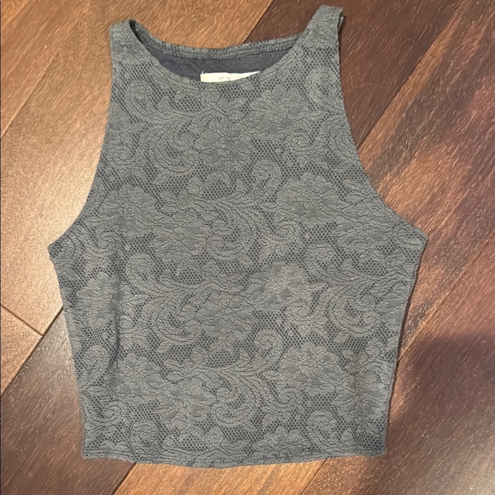 Abercrombie & Fitch Grey Lace Cropped Tank Top